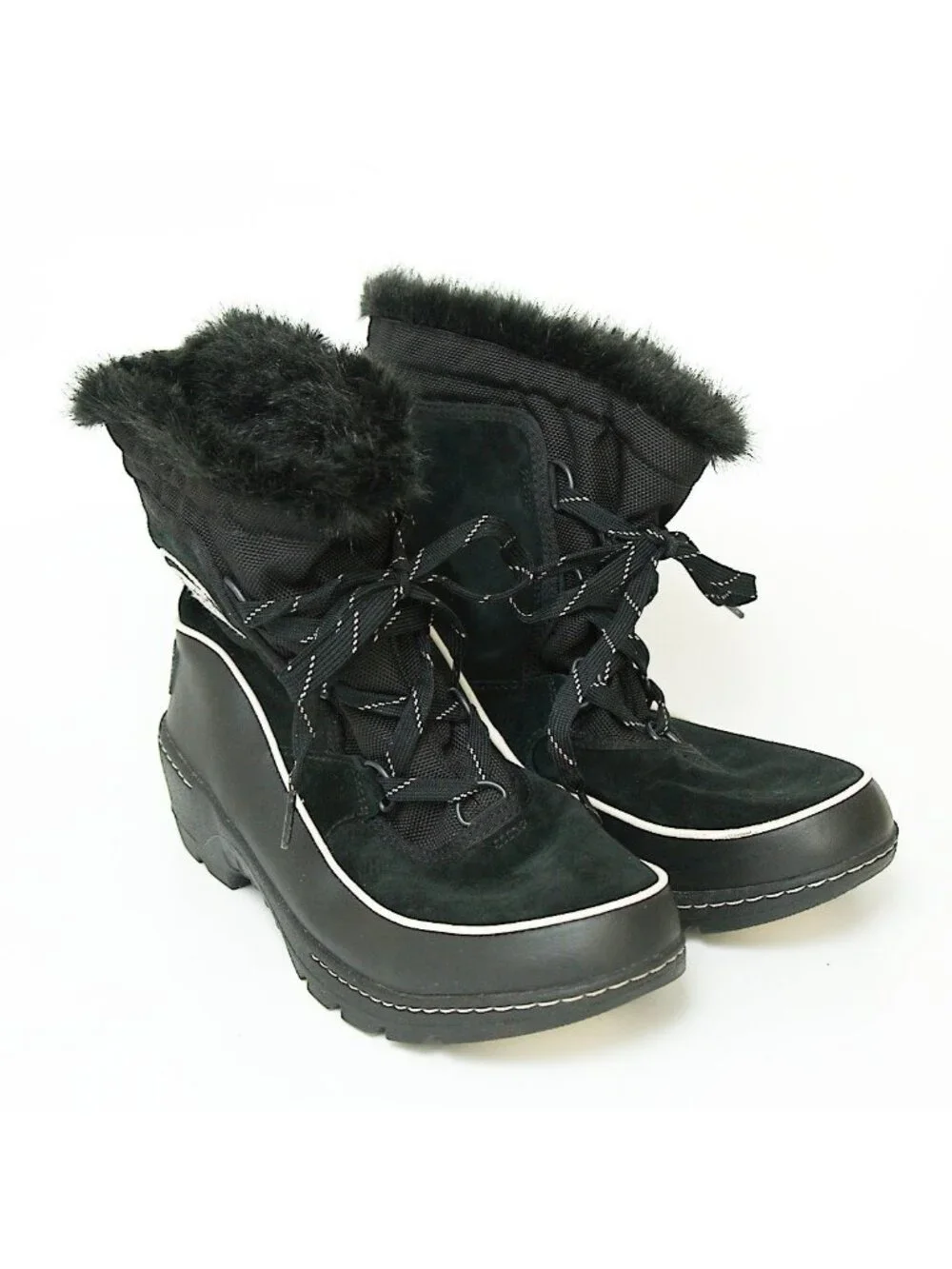 SOREL Tivoli Womens Winter Boots Size 9.5 Womens Black Waterproof Faux Fur Lined